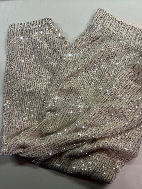 LOFT Cream Elastic Waist pants size large